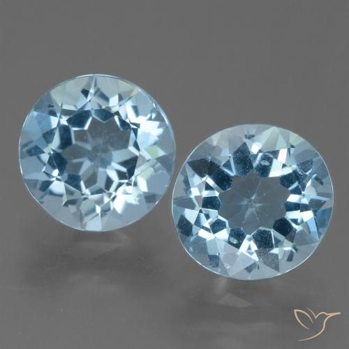 4.49 ct Loose Swiss Blue Topaz, 8.1 mm Round Cut From Brazil, Photo A
