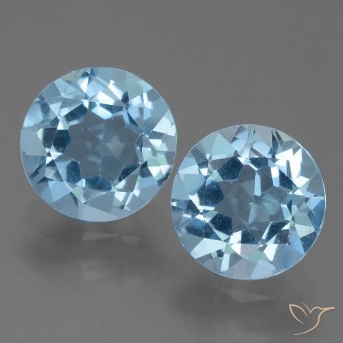 4.54 ct Loose Swiss Blue Topaz, 8.3 mm Round Cut From Brazil, Photo A