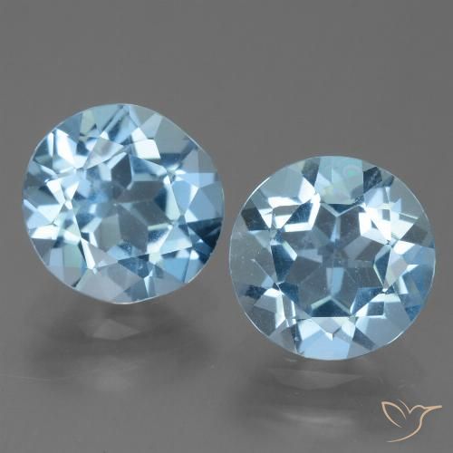 4.31 ct Loose Sky Blue Topaz, 8.1 mm Round Cut From Brazil, Photo A