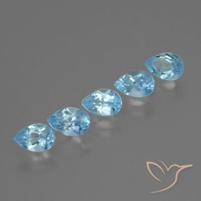2.76 ctw Blue Topaz Stones, Natural Topaz in Pear Facet Shape for Sale