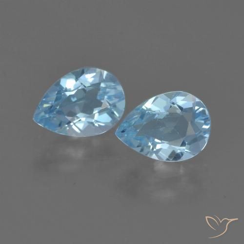 1.71 ct Loose Sky Blue Topaz, 7.1 x 5.1 mm Pear Cut From Brazil, Photo A