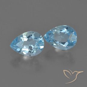 1.70 ctw Blue Topaz Stones, Natural Topaz in Pear Facet Shape for Sale
