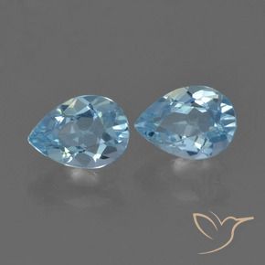 1.66 ctw Blue Topaz Stones, Natural Topaz in Pear Facet Shape for Sale