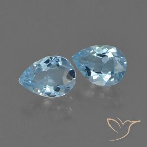 1.66 ctw Blue Topaz Stones, Natural Topaz in Pear Facet Shape for Sale