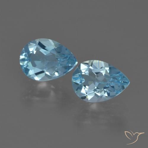 1.7 ct Sky Blue Topaz, 7 x 5.2 mm Pear Cut From Brazil, Photo A