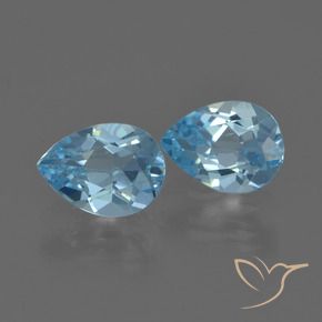 1.70 ctw Blue Topaz Stones, Natural Topaz in Pear Facet Shape for Sale