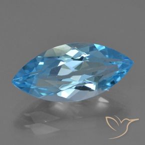 3.50 ct Blue Topaz Stone, Natural Topaz in Marquise Facet Shape for Sale