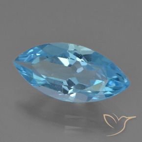 3.51 ct Blue Topaz Stone, Natural Topaz in Marquise Facet Shape for Sale