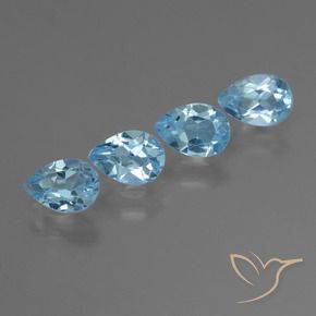 2.17 ctw Blue Topaz Stones, Natural Topaz in Pear Facet Shape for Sale