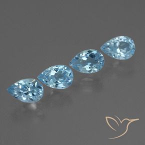 2.41 ctw Blue Topaz Stones, Natural Topaz in Pear Facet Shape for Sale