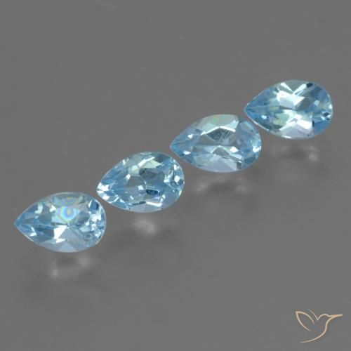 2.02 ctw Blue Topaz Stones, Natural Topaz in Pear Facet Shape for Sale