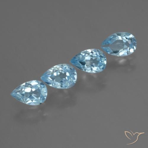 2.36 ctw Blue Topaz Stones, Natural Topaz in Pear Facet Shape for Sale