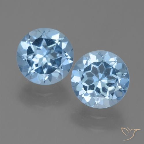 4.75 ct Loose Sky Blue Topaz, 8.2 mm Round Cut From Brazil, Photo A
