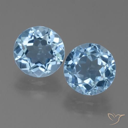 4.81 ct Loose Sky Blue Topaz, 8.2 mm Round Cut From Brazil, Photo A
