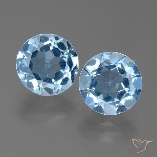 4.67 ct Loose Sky Blue Topaz, 8.2 mm Round Cut From Brazil, Photo A