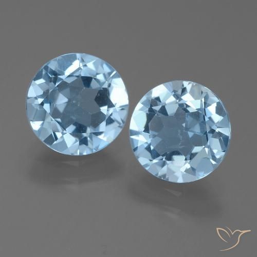 4.17 ct Loose Sky Blue Topaz, 8.2 mm Round Cut From Brazil, Photo A