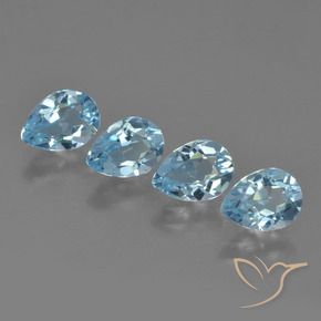 3.38 ctw Blue Topaz Stones, Natural Topaz in Pear Facet Shape for Sale