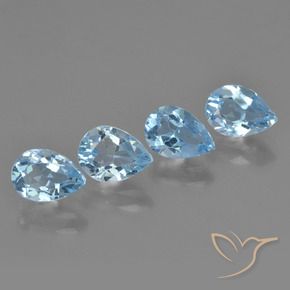 3.40 ctw Blue Topaz Stones, Natural Topaz in Pear Facet Shape for Sale