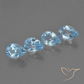 2.73 ctw Blue Topaz Stones, Natural Topaz in Pear Facet Shape for Sale
