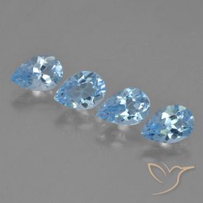 3.16 ctw Blue Topaz Stones, Natural Topaz in Pear Facet Shape for Sale