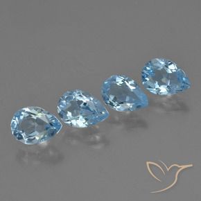 3.13 ctw Blue Topaz Stones, Natural Topaz in Pear Facet Shape for Sale