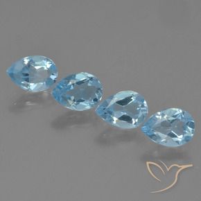 3.15 ctw Blue Topaz Stones, Natural Topaz in Pear Facet Shape for Sale