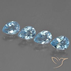 3.30 ctw Blue Topaz Stones, Natural Topaz in Pear Facet Shape for Sale