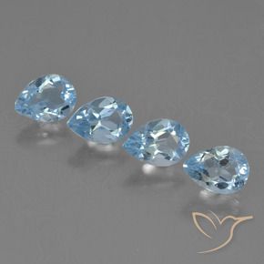 2.86 ctw Blue Topaz Stones, Natural Topaz in Pear Facet Shape for Sale