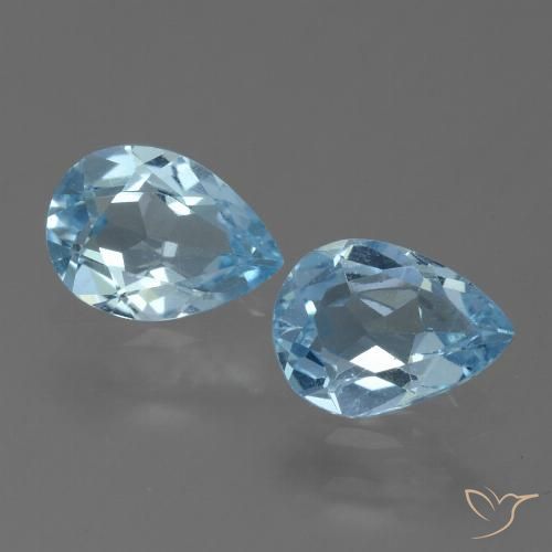1.38 ct Loose Sky Blue Topaz, 7 x 5 mm Pear Cut From Brazil, Photo A