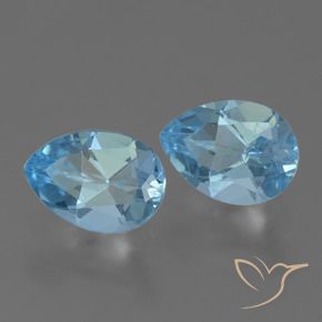 1.68 ctw Blue Topaz Stones, Natural Topaz in Pear Facet Shape for Sale