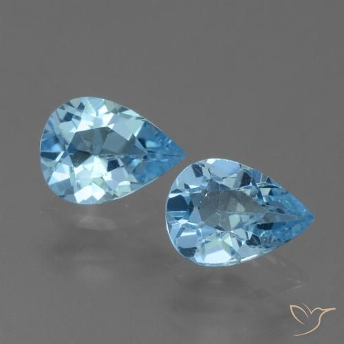 1.47 ct Loose Sky Blue Topaz, 6.9 x 5 mm Pear Cut From Brazil, Photo A