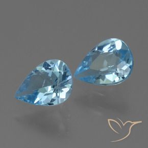 1.47 ctw Blue Topaz Stones, Natural Topaz in Pear Facet Shape for Sale