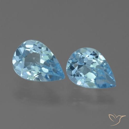 1.44 ct Loose Swiss Blue Topaz, 6.8 x 4.9 mm Pear Cut From Brazil, Photo A