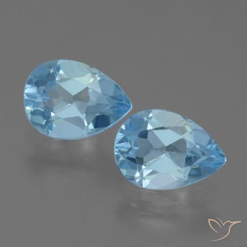 1.65 ct Loose Sky Blue Topaz, 7.2 x 5.1 mm Pear Cut From Brazil, Photo A