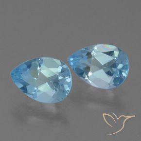 1.65 ctw Blue Topaz Stones, Natural Topaz in Pear Facet Shape for Sale