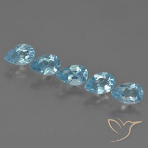 2.54 ctw Blue Topaz Stones, Natural Topaz in Pear Facet Shape for Sale