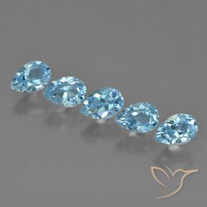 2.91 ctw Blue Topaz Stones, Natural Topaz in Pear Facet Shape for Sale