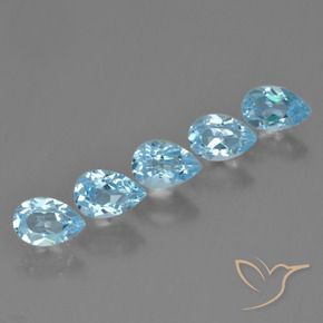2.94 ctw Blue Topaz Stones, Natural Topaz in Pear Facet Shape for Sale