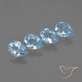 3.47 ctw Blue Topaz Stones, Natural Topaz in Pear Facet Shape for Sale