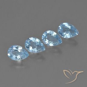 3.52 ctw Blue Topaz Stones, Natural Topaz in Pear Facet Shape for Sale