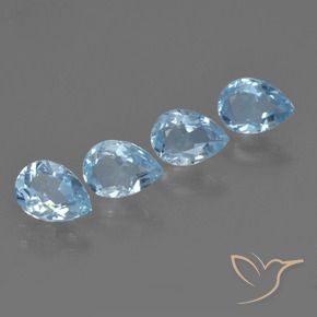 3.53 ctw Blue Topaz Stones, Natural Topaz in Pear Facet Shape for Sale