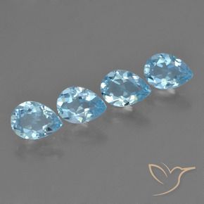 3.48 ctw Blue Topaz Stones, Natural Topaz in Pear Facet Shape for Sale