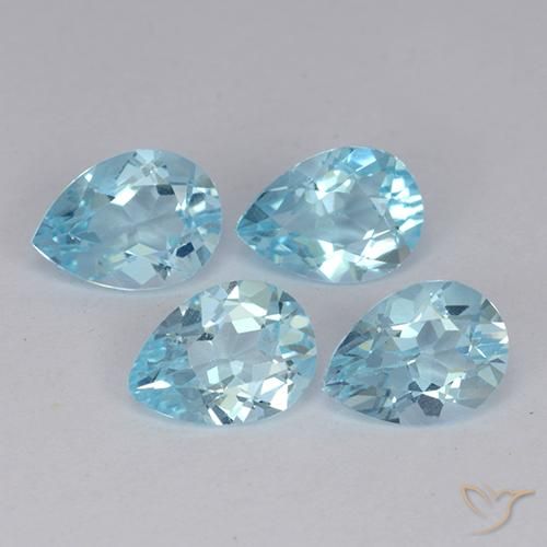 3.26 ctw Blue Topaz Stones, Natural Topaz in Pear Facet Shape for Sale