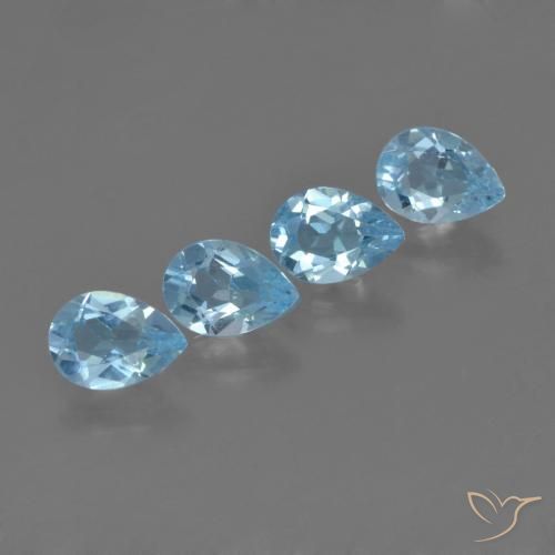 3.32 ctw Blue Topaz Stones, Natural Topaz in Pear Facet Shape for Sale