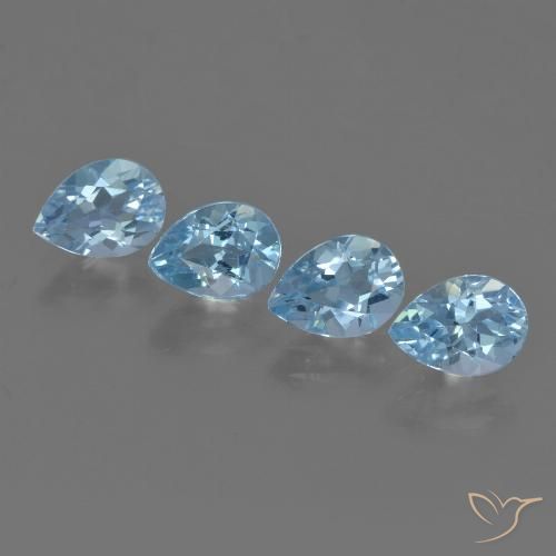 3.64ctw Natural Sky Blue Topaz, Pear Shape, VVS-VS