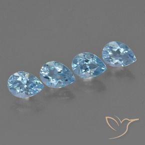 3.64 ctw Blue Topaz Stones, Natural Topaz in Pear Facet Shape for Sale