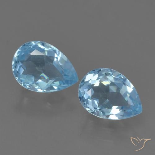 1.78 ct Loose Swiss Blue Topaz, 7.2 x 5.2 mm Pear Cut From Brazil, Photo A