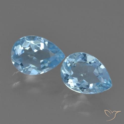 1.71 ct Loose Sky Blue Topaz, 7.1 x 5.2 mm Pear Cut From Brazil, Photo A