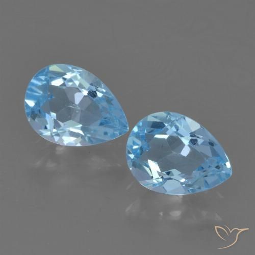 1.75 ct Loose Sky Blue Topaz, 7 x 5.2 mm Pear Cut From Brazil, Photo A