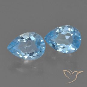 1.75 ctw Blue Topaz Stones, Natural Topaz in Pear Facet Shape for Sale